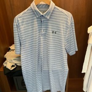 Under Armour Men's Blue Striped Polo Shirt